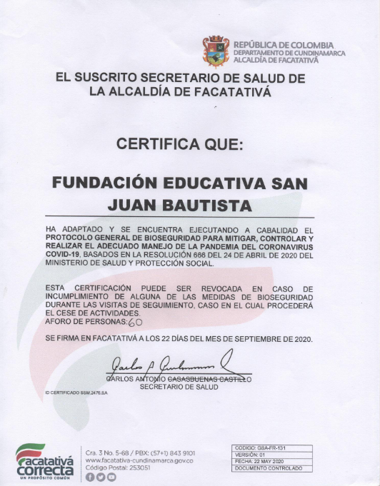 Certificado De Salubridad